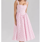 Back Lace Up Strap Midi Dress